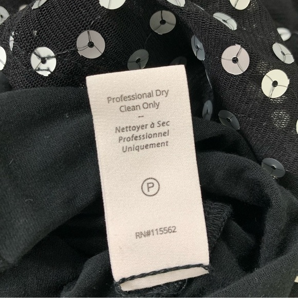 Cinq A Sept Marlene Mini Dress Womens 4 Black With Silver Sequins Ruched Side - Picture 13 of 17